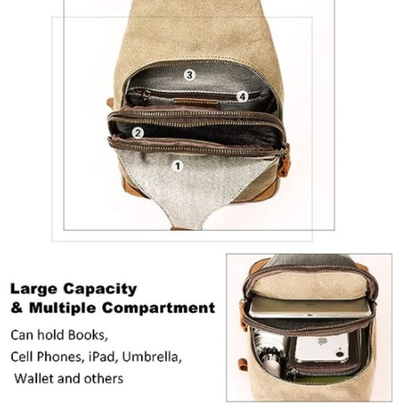 KL928 Man Canvas Sling Crossbody Backpack - Picture 4 of 6